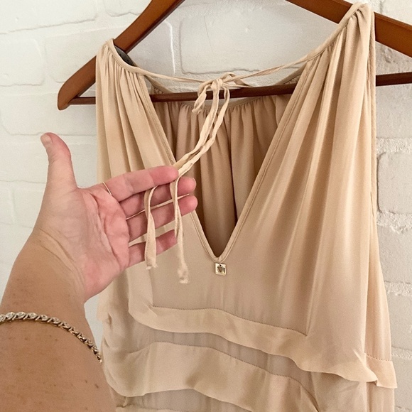 Twin-Set Simona Barbieri Mini dress Bow Ruffled Ivory Cream lined Flowy Sz S - Picture 15 of 16